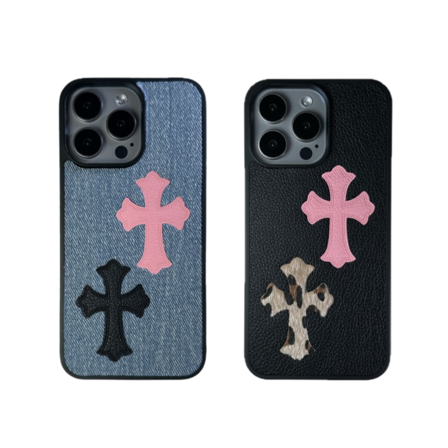 Leather Phone Case Bundle |  Cross Blue & Cross Pink