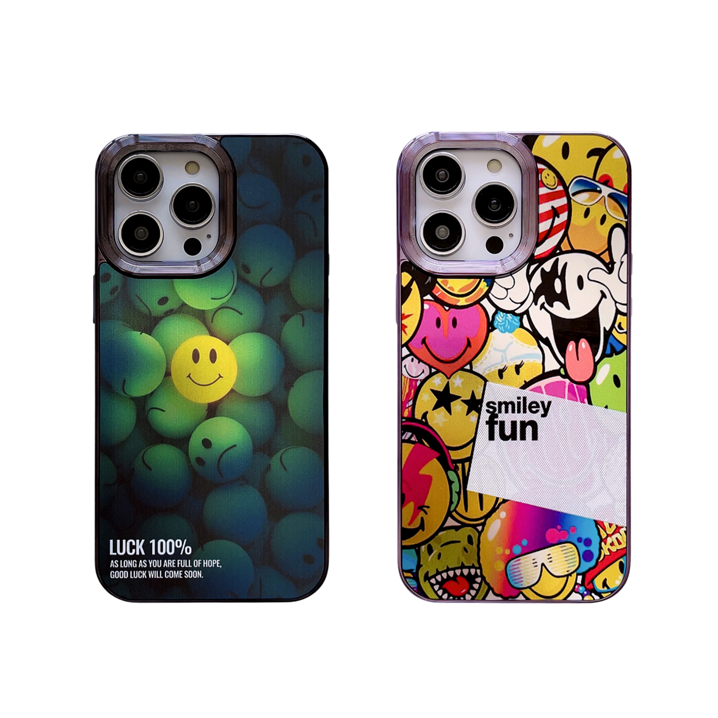 Fusion Phone Case Bundle | Smiley Face Rainbow & Smiley Face Black