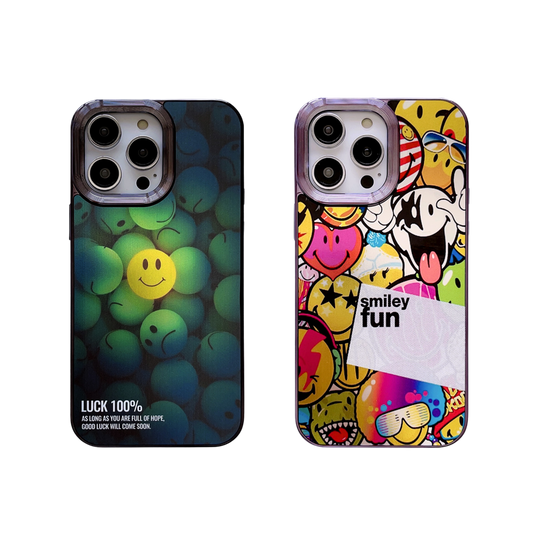 Fusion Phone Case Bundle | Smiley Face Rainbow & Smiley Face Black