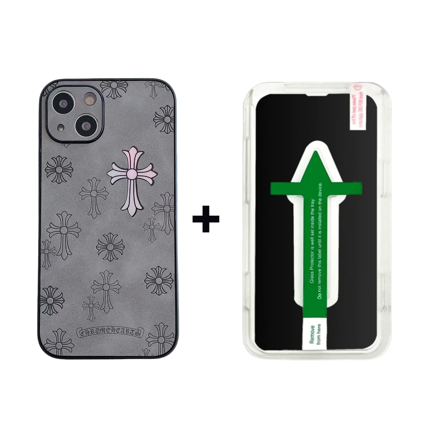 Leather Phone Case | Crosses Aura Grey