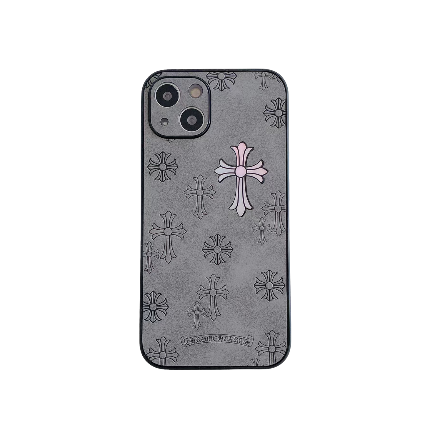 Leather Phone Case | Crosses Aura Grey