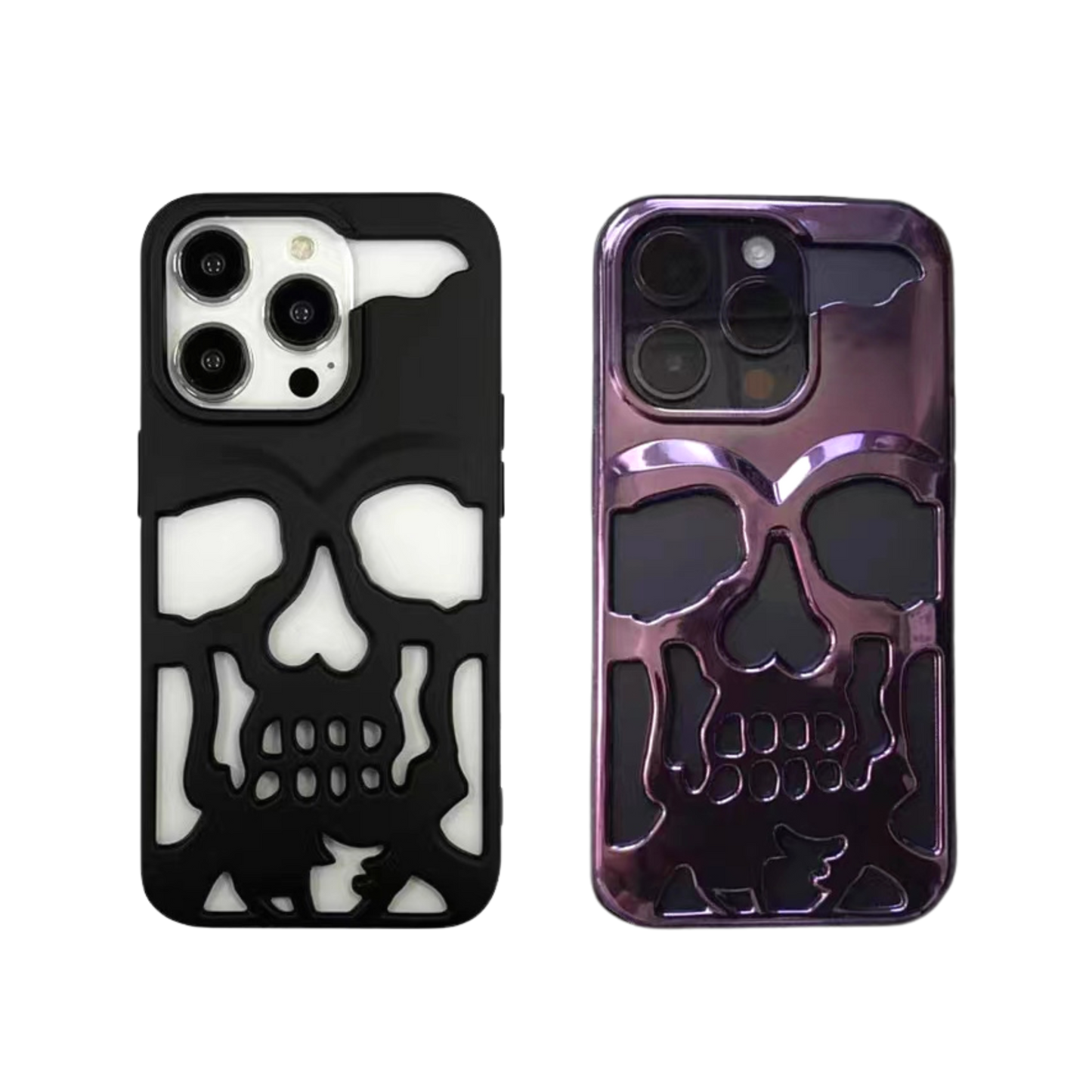 3D Phone Case Bundle | Black Skull & Purple Skull