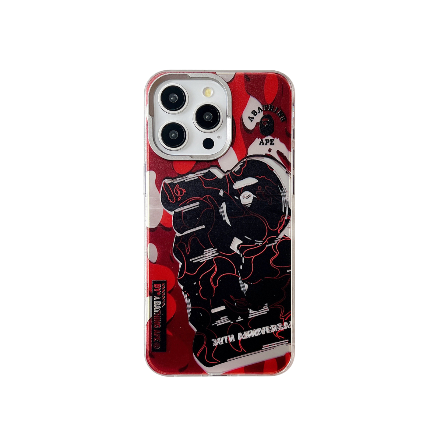 Laser Phone Case | Red Camouflage Monkey